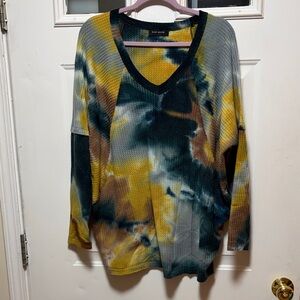 Rae Mode Women's V-Neck Tie-Dye Top - Multicolor